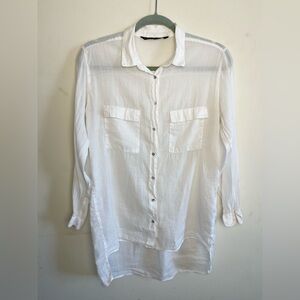 Zara White Button-Up Blouse